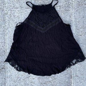 Papaya Women Top Black Blouse Tank Top Laces Size S